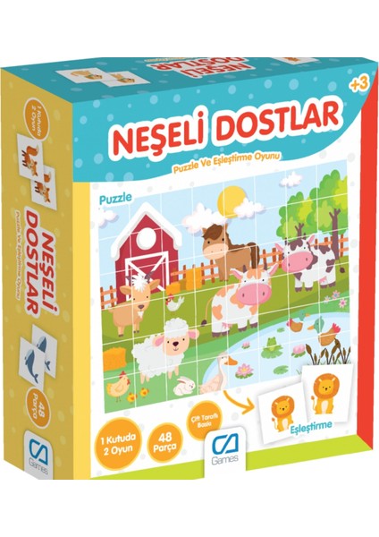 Neşeli Dostlar – Puzzle ve Eşleştirme Oyunu | +3 Yaş | 48 Parça