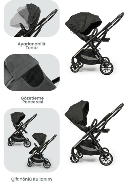 Thunder Travel Sistem Bebek Arabası Siyah modelleri