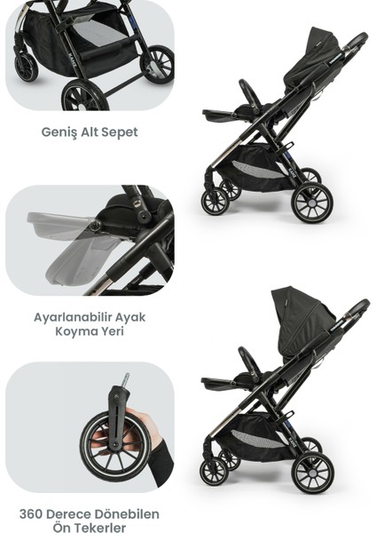 Thunder Travel Sistem Bebek Arabası Siyah indirimleri