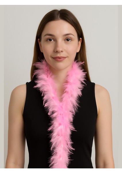 Otriş Tüy Bride Parti Kostüm Aksesuarı Pembe 180 cm