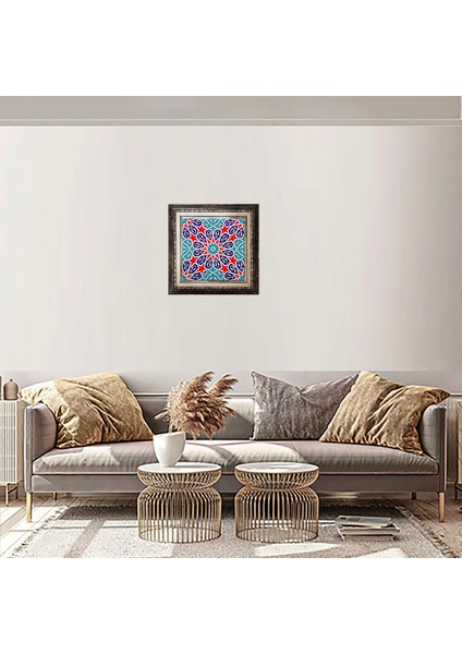 20 x 20 cm Ac 28 Geometrik Desenli Iznik Kırmızı Çini Pano modelleri