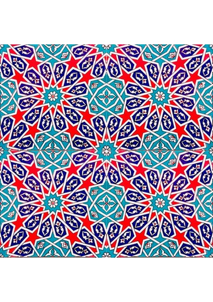20 x 20 cm Ac 28 Geometrik Desenli Iznik Kırmızı Çini Pano indirimleri