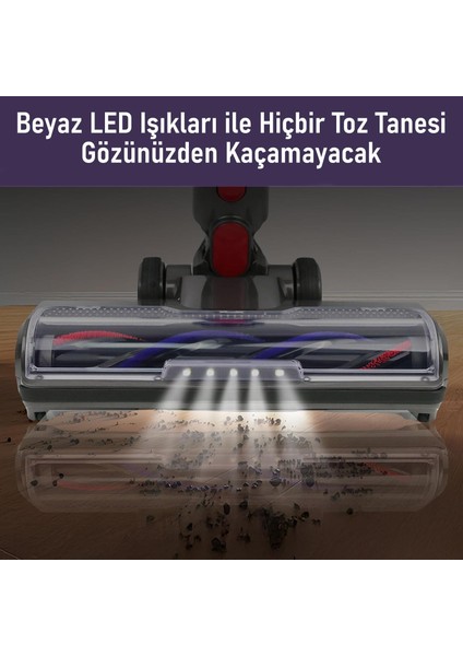 Elektrikli Döner Işıklı Zemin Fırçası Başlığı Dyson V8/V10/V11/V15 Uyumlu Yüksek Performanslı fiyatları