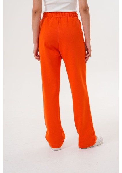 Kadın Turuncu Pamuklu Yüksek Bel Rahat Kalıp Eşofman Altı modelleri