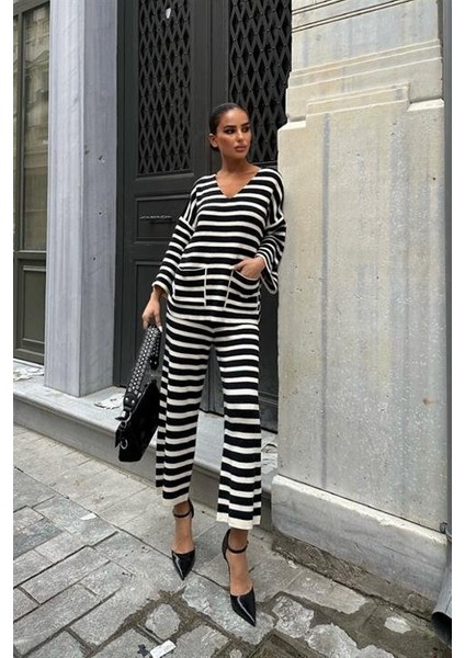 Candy Çizgili Straight Fit Pantolon Takım 9705-015