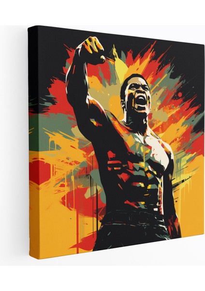 Muhammad Ali Duvar Süsü - Çağdaş Grafik Sanat Kanvas Tablo - Ev Dekorasyonunda Muhammad Ali