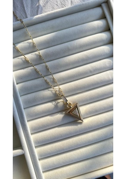 Taşlı Üçgen Uzun Kolye fiyatları