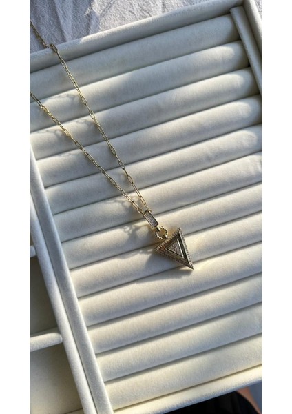 Taşlı Üçgen Uzun Kolye fırsatları