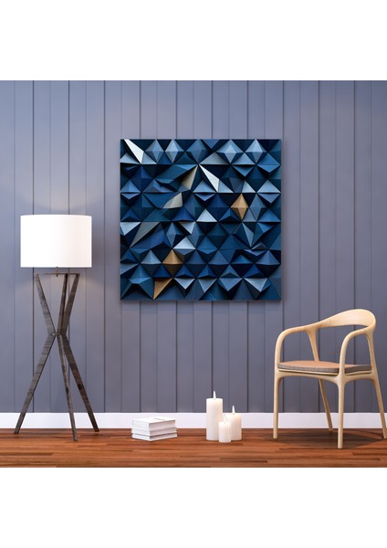 Deniz Mavisi Geometrik Desenli Kanvas Tablo - Duvar Dekorasyonu fiyatları