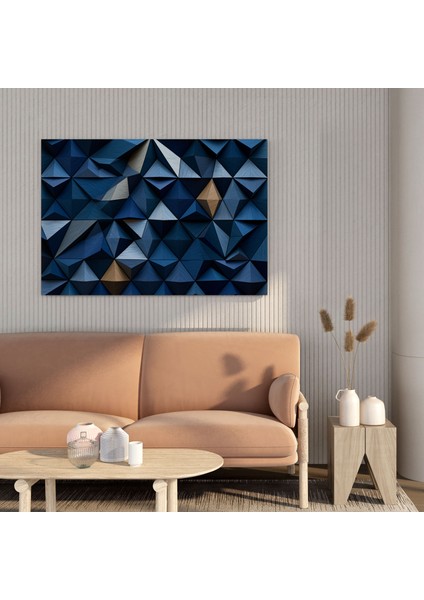 Deniz Mavisi Geometrik Desenli Kanvas Tablo - Duvar Dekorasyonu modelleri