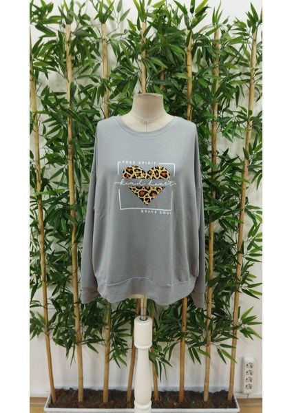 Kadın Uzun Kollu Bisiklet Yaka Desenli Viskon Iki Iplik Bluz