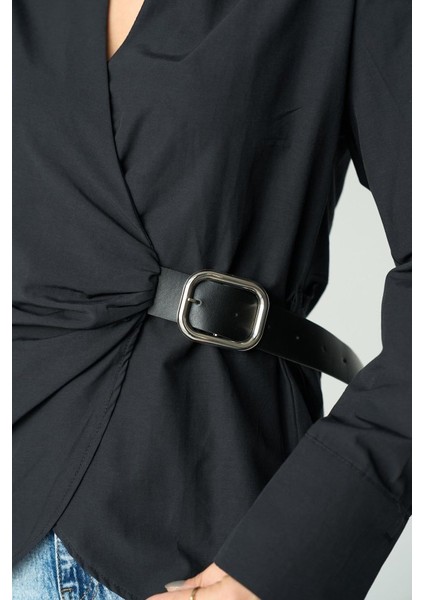 Kemerli Gömlek - Siyah