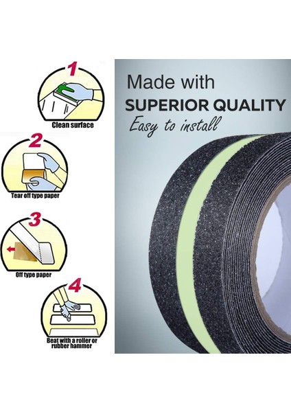 Fosforlu Kaydırmaz Bant 5CMX3M Yeşil Fosforlu Merdiven Bandı 50MM Fotolümenli