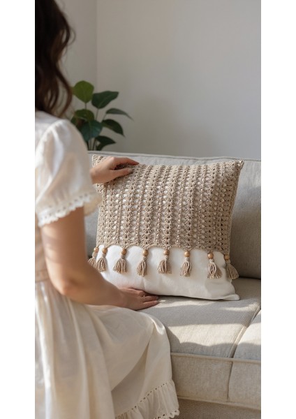 Bohem Vintage Makrome Fermuarlı Kırlent Kılıfı fiyatları