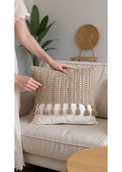 Bohem Vintage Makrome Fermuarlı Kırlent Kılıfı modelleri