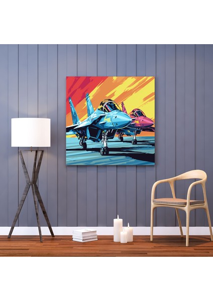 Deniz Mavisi Savaş Jetleri Kanvas Tablo - Duvar Dekorasyonu Ev Dekorasyonu fiyatları