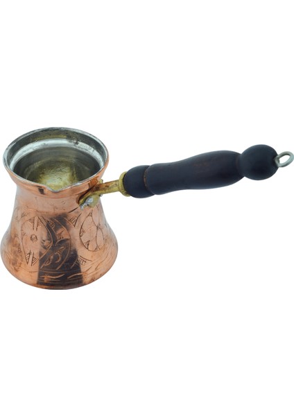 Otantik Işlemeli 3 Adet Ahşap Saplı El Yapımı Eskitme Bakır Cezve Set modelleri