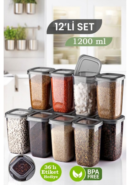 Saklama Kabı Kare 1200 ml 12 Li Takım