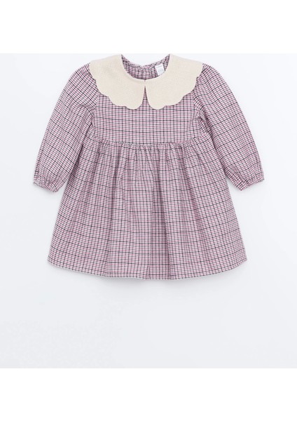 Lcw Kids Pembe Bebe Yaka Ekose Desen Flanel Kız Çocuk Elbise