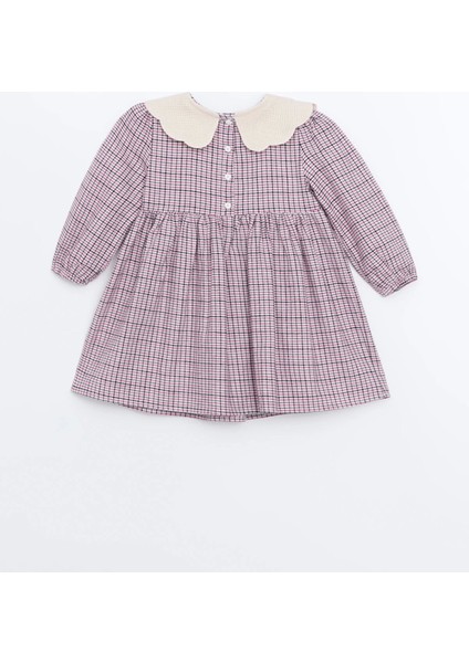 Lcw Kids Pembe Bebe Yaka Ekose Desen Flanel Kız Çocuk Elbise fiyatları