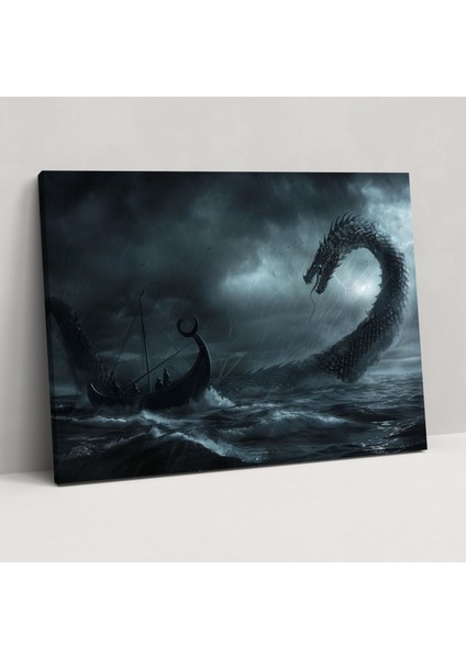 Mitoloji Duvar Sanatı - Odin ve Dünya Yılanı - Mitoloji Kanvas Tablo Duvar Sanatı