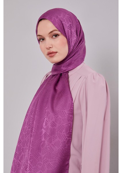 Fuşya Çubuk Desen Jakarlı Janjan Şal modelleri