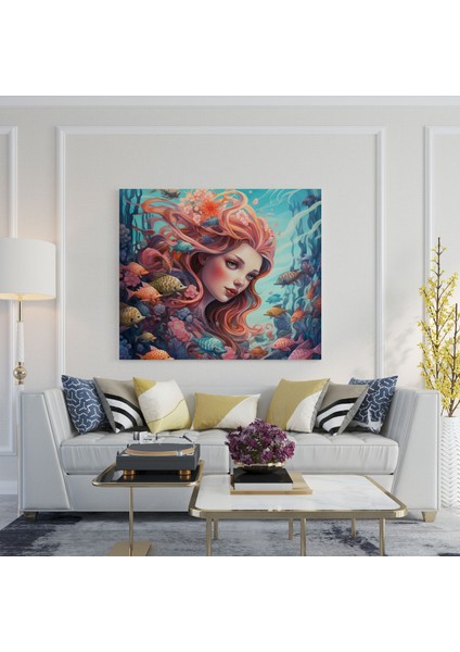 Pastel Denizkızı Duvar Dekorasyonu - Denizkızı Sualtı Dünyası Kanvas fiyatları