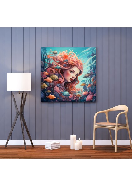 Pastel Denizkızı Duvar Dekorasyonu - Denizkızı Sualtı Dünyası Kanvas modelleri