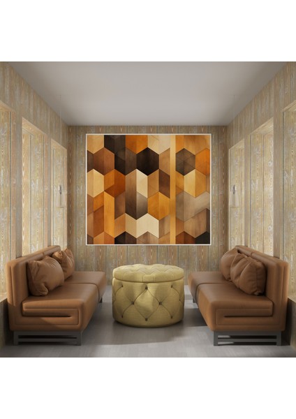 Doğal Geometrik Tonlar Kanvas Tablo - Yerel Geometrik Desenli Ev Dekorasyonu - Duvar Sanatı fiyatları