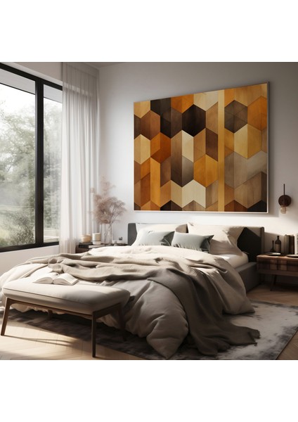 Doğal Geometrik Tonlar Kanvas Tablo - Yerel Geometrik Desenli Ev Dekorasyonu - Duvar Sanatı modelleri
