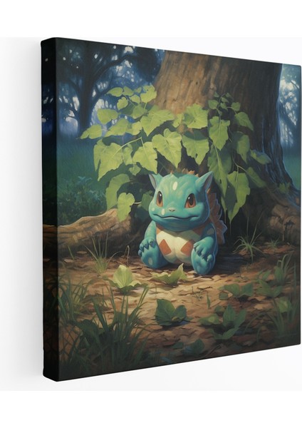 Pokemon Temalı Duvar Dekoru: Bulbasaur Gölgeli Ağacın Altında Dinleniyor - Kanvas Tablo Bulbasaur Duvar Dekorasyonu