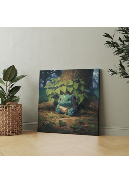 Pokemon Temalı Duvar Dekoru: Bulbasaur Gölgeli Ağacın Altında Dinleniyor - Kanvas Tablo Bulbasaur Duvar Dekorasyonu fiyatları