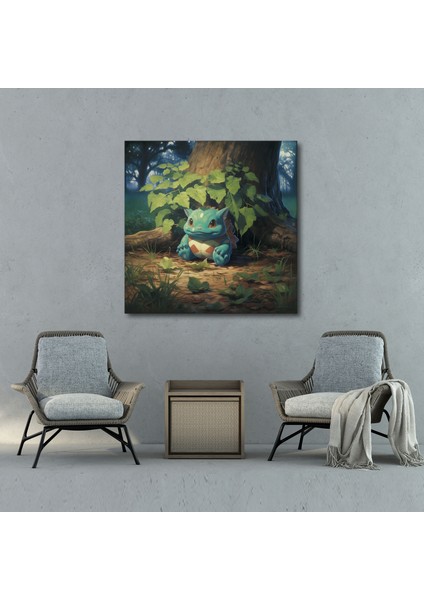 Pokemon Temalı Duvar Dekoru: Bulbasaur Gölgeli Ağacın Altında Dinleniyor - Kanvas Tablo Bulbasaur Duvar Dekorasyonu modelleri