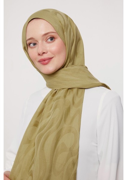 Yağ Yeşili Soyut Desen Grazia şal modelleri