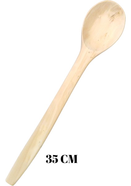 Doğal Şimşir Ağacından Uzun Saplı Servis Kaşığı - 35 cm