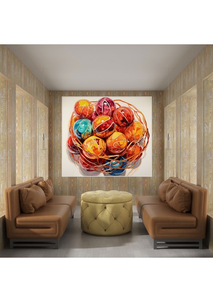 Nba Kanvas Tablo - Suluboya Basketbol Topları Duvar Sanatı - Canlı Renkler modelleri