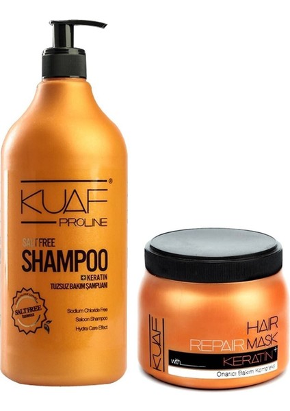 Tuzsuz Şampuan ve Keratinli Saç Maskesi - Besleyici, Parlaklık ve Canlılık Veren, Tüm Saç Tipleri İçin 1 Lt + 500 ml fiyatları