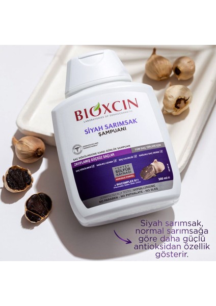 Siyah Sarımsak Şampuanı - Saç Dökülmesine Karşı Güçlendirici ve Canlandırıcı Etki, 300 ml, Bitkisel Formül, Paraben İçermez modelleri