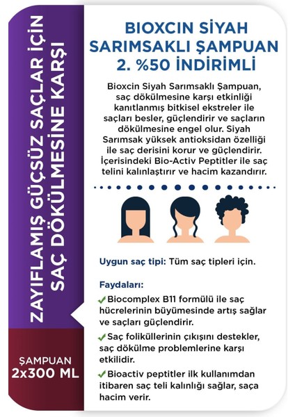 Siyah Sarımsak Şampuanı - Saç Dökülmesine Karşı Güçlendirici ve Canlandırıcı Etki, 300 ml, Bitkisel Formül, Paraben İçermez