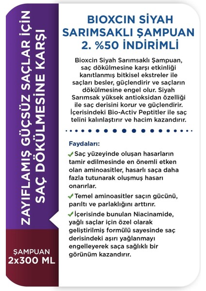 Siyah Sarımsak Şampuanı - Saç Dökülmesine Karşı Güçlendirici ve Canlandırıcı Etki, 300 ml, Bitkisel Formül, Paraben İçermez