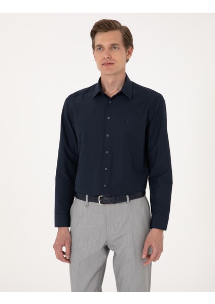 Erkek Lacivert Regular Fit Uzun Kollu Basic Gömlek 50316742-VR033 modelleri