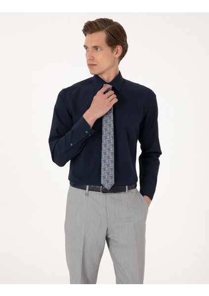 Erkek Lacivert Regular Fit Uzun Kollu Basic Gömlek 50316742-VR033 fırsatları