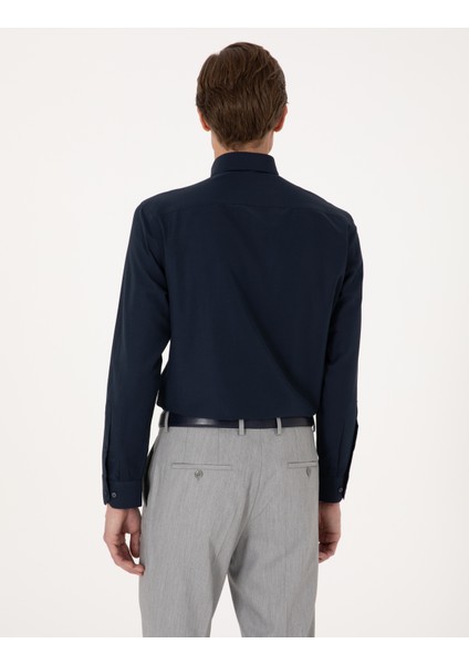 Erkek Lacivert Regular Fit Uzun Kollu Basic Gömlek 50316742-VR033