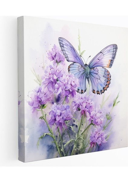 Zarif Mor Kelebek Kanvas Tablo - Ev Dekorasyonu Zarif Mor Kelebek
