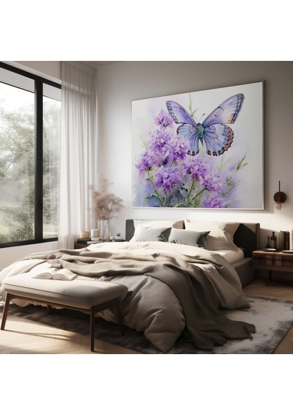 Zarif Mor Kelebek Kanvas Tablo - Ev Dekorasyonu Zarif Mor Kelebek fiyatları