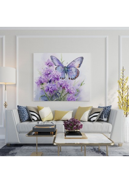 Zarif Mor Kelebek Kanvas Tablo - Ev Dekorasyonu Zarif Mor Kelebek modelleri