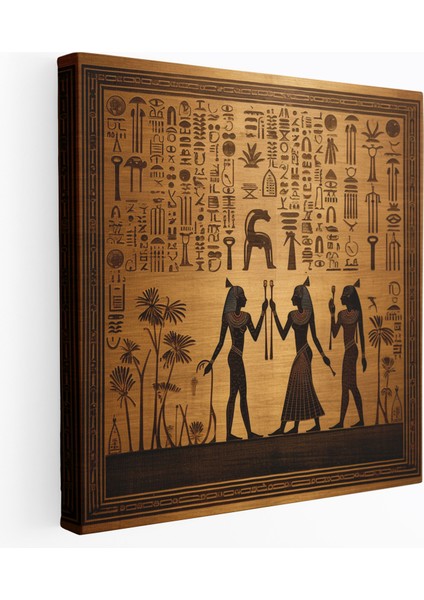 Mısır Hiyeroglif Büyüsü Papirüs Duvar Dekorasyonu - Papirüs Antik Mısır Kanvas Antik Bilgelik