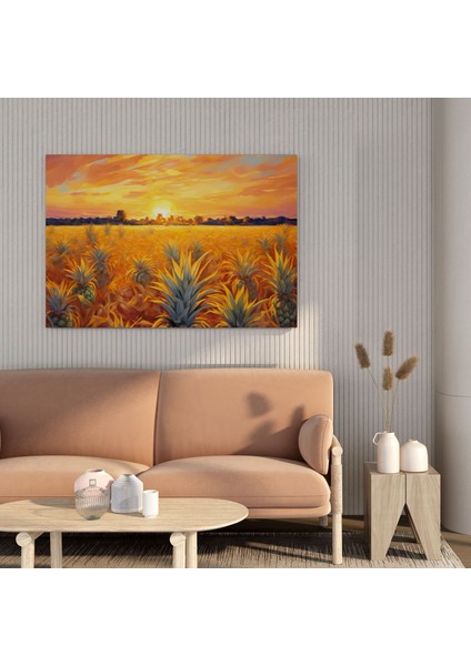 Ananas Tablo - Altın Günbatımı - Duvar Dekorasyonu Kanvas Tablo Sanatı modelleri