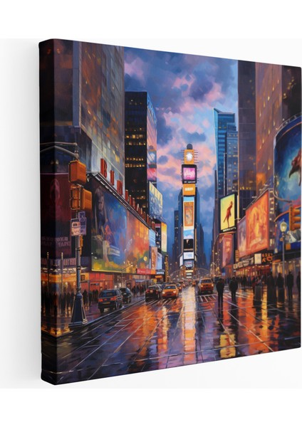 Times Square'de Alacakaranlık Kanvas Tablo Baskı