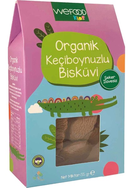 Kids Organik Keçiboynuzlu Bisküvi 55 gr Buğday Unu Zeytinyağı ve Elma Suyu ile Katkısız